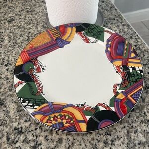 Set of two vintage stoneware dining plate in the “Jukebox pattern”